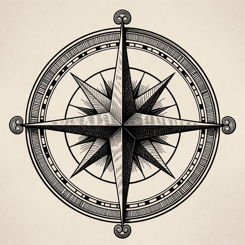Ornate compass rose